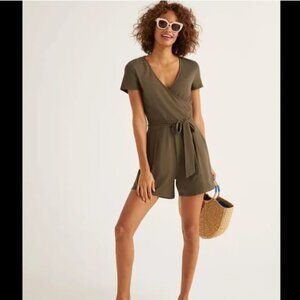 ⭐ Boden Caroline Surplice Olive Green Knit Romper 6P